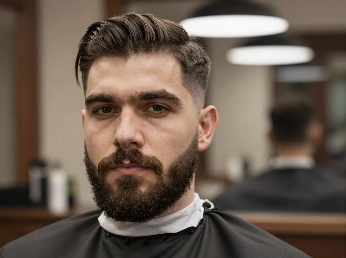 Barbe pleine dessinée au rasoir